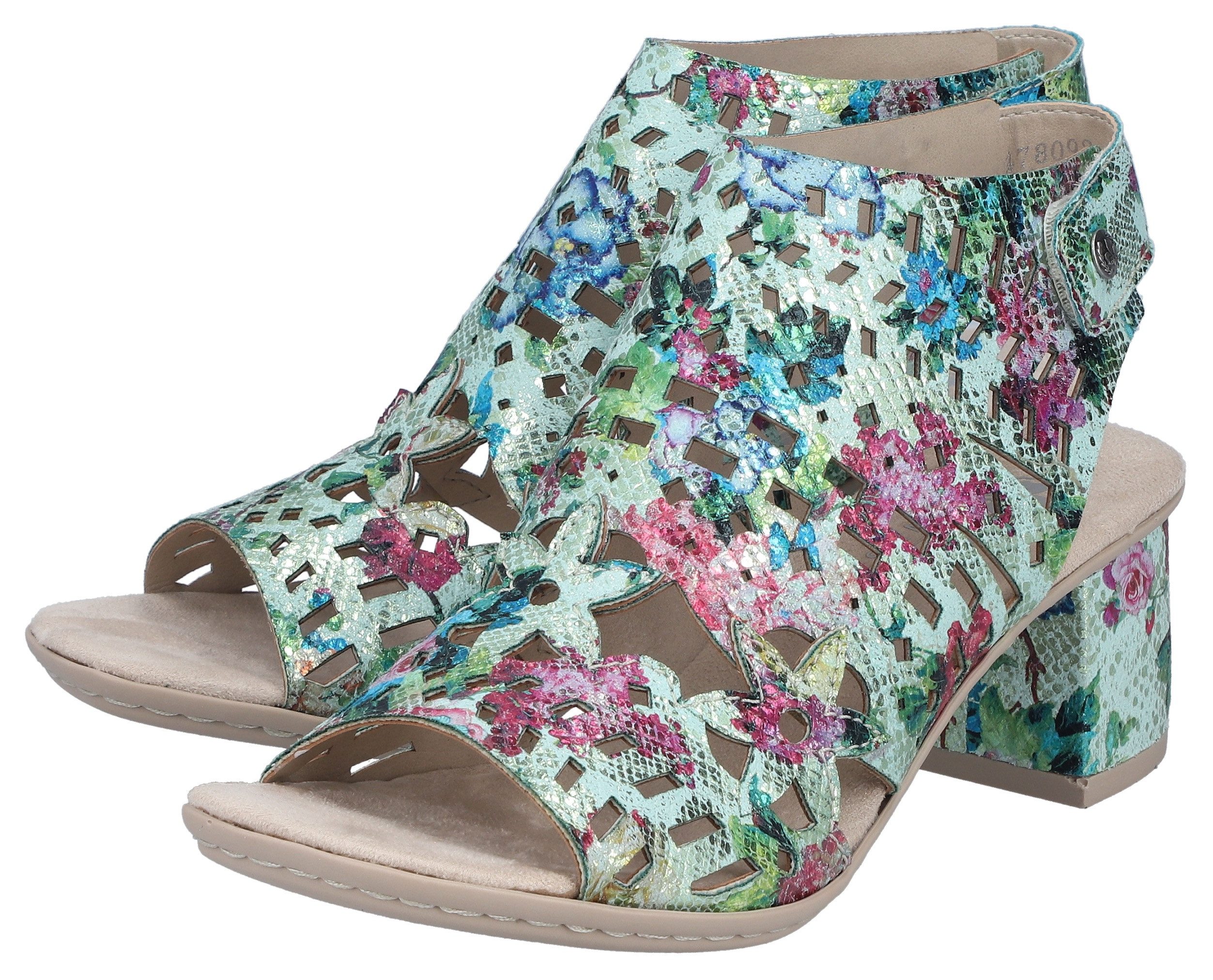 Rieker Sandalette Sommerschuh, Sandale, Blockabsatz, mit modischer Schaftgestaltung