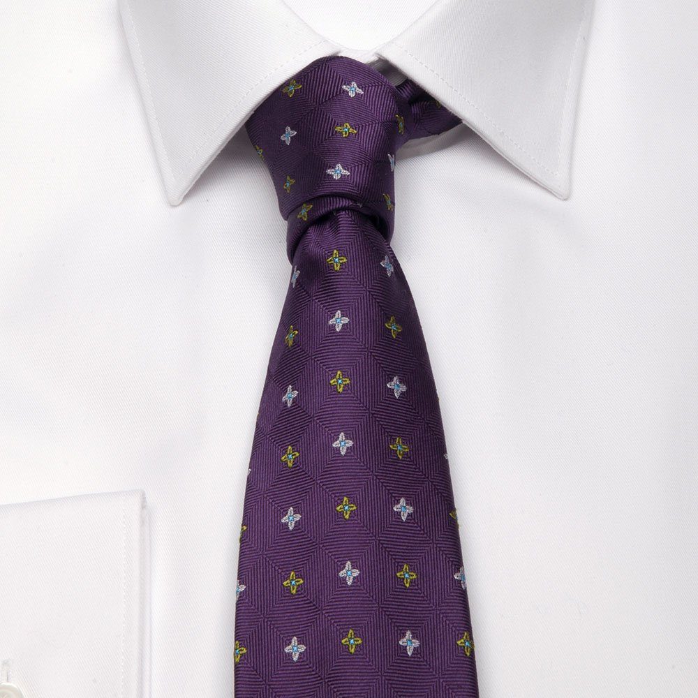 BGENTS Krawatte Seiden-Jacquard Krawatte Lila mit Blüten-Muster Breit (8cm)