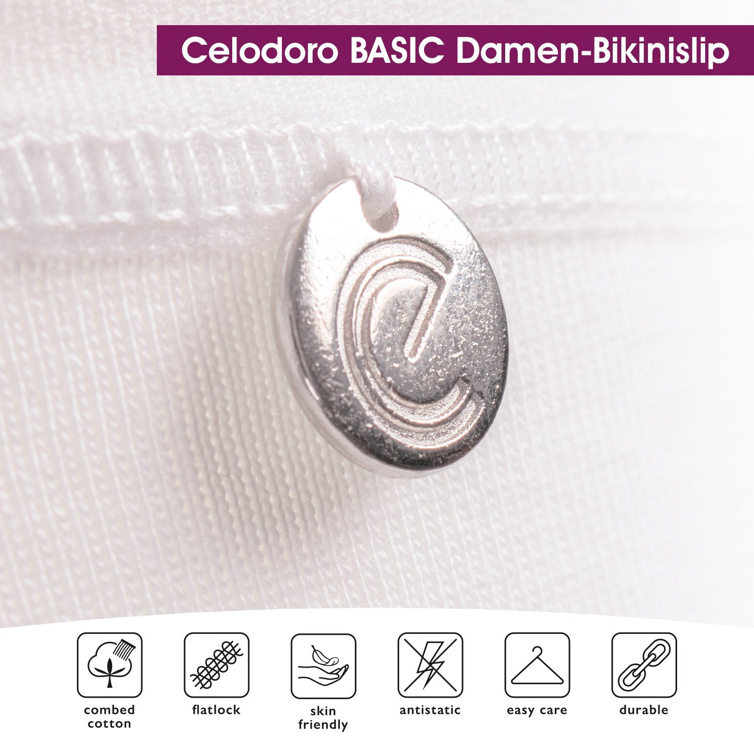 celodoro Slip Damen Basic Bikini Slip (3er Pack) mit Schmuck Logo günstig online kaufen