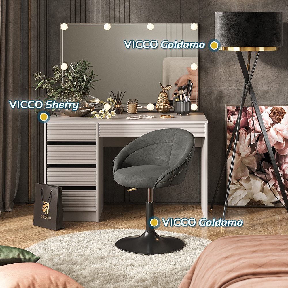 Sitzhocker Goldamo, Anthrazit/Schwarz, 45 x 79 cm drehbar 360 Grad