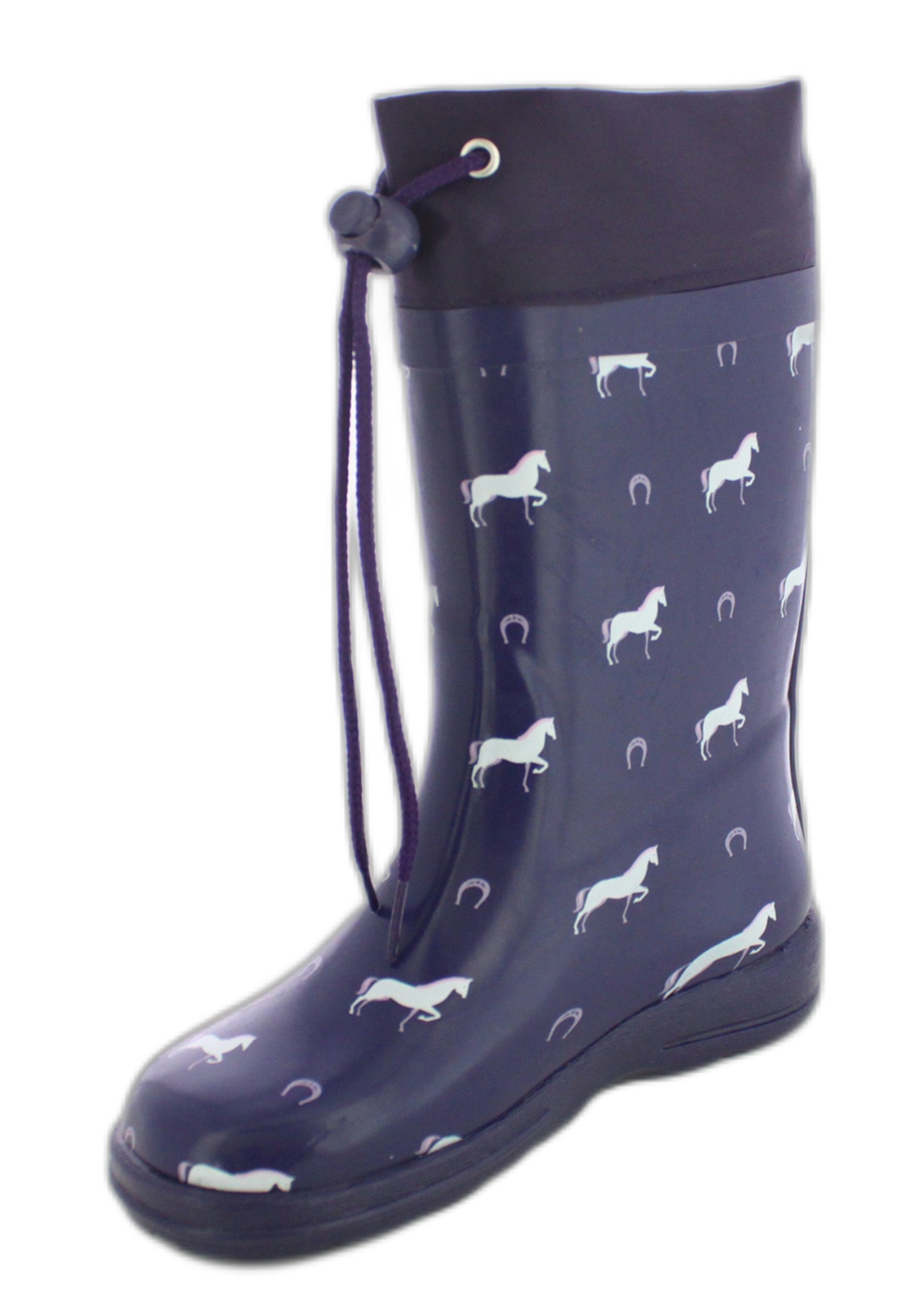 Beck Gummistiefel Horses Gummistiefel (bis Gr. 38 verfügbar, schmale Passform, trockene Füße für alle Pferdefans) mit herausnehmbarer Innensohle, weicher flexibler Naturkautschuk