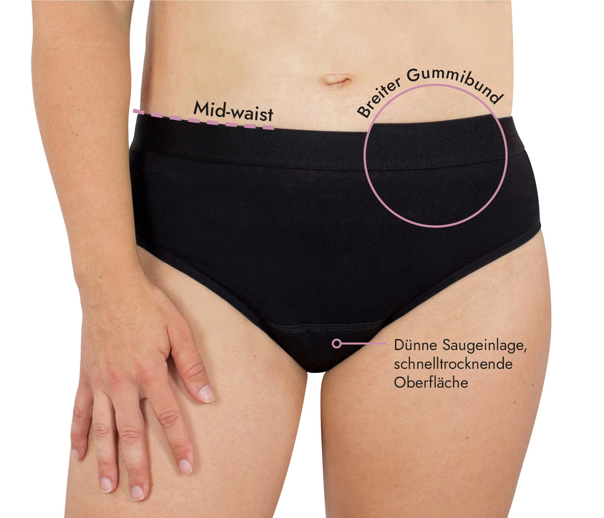 Hydas Inkontinenzslip aus Baumwolle mit integrierter Saugeinlage und weichem Bund Schutz bei Blasenschwäche, während der Periode oder im Wochenbett