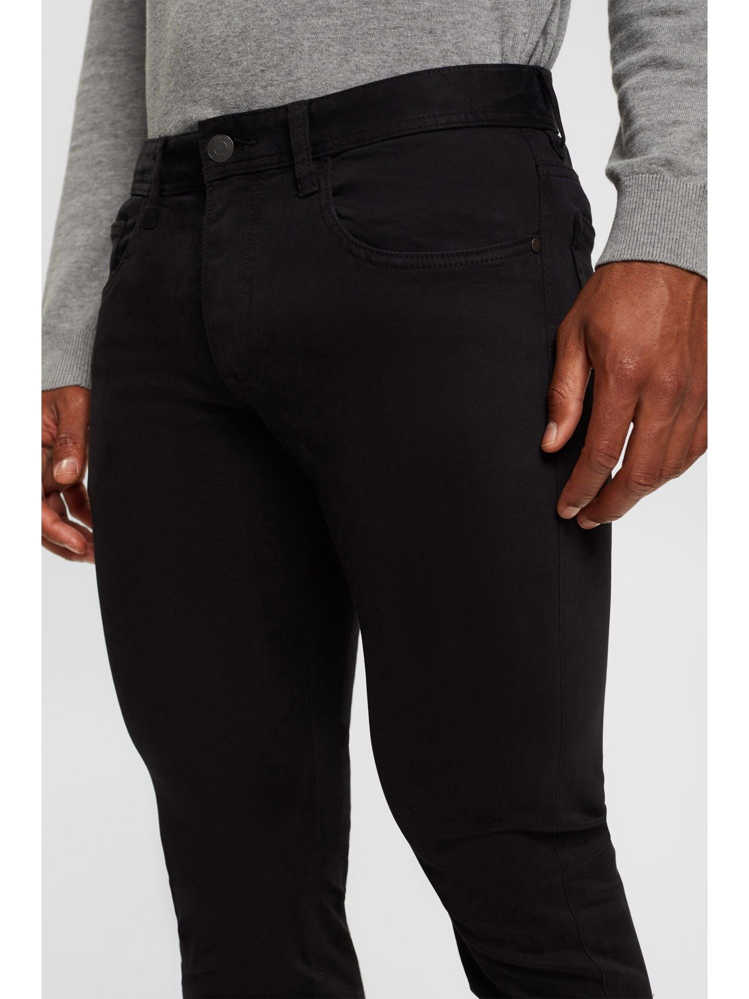 Esprit BLACK Slim-Fit-Hose aus organischer Baumwolle Stoffhose