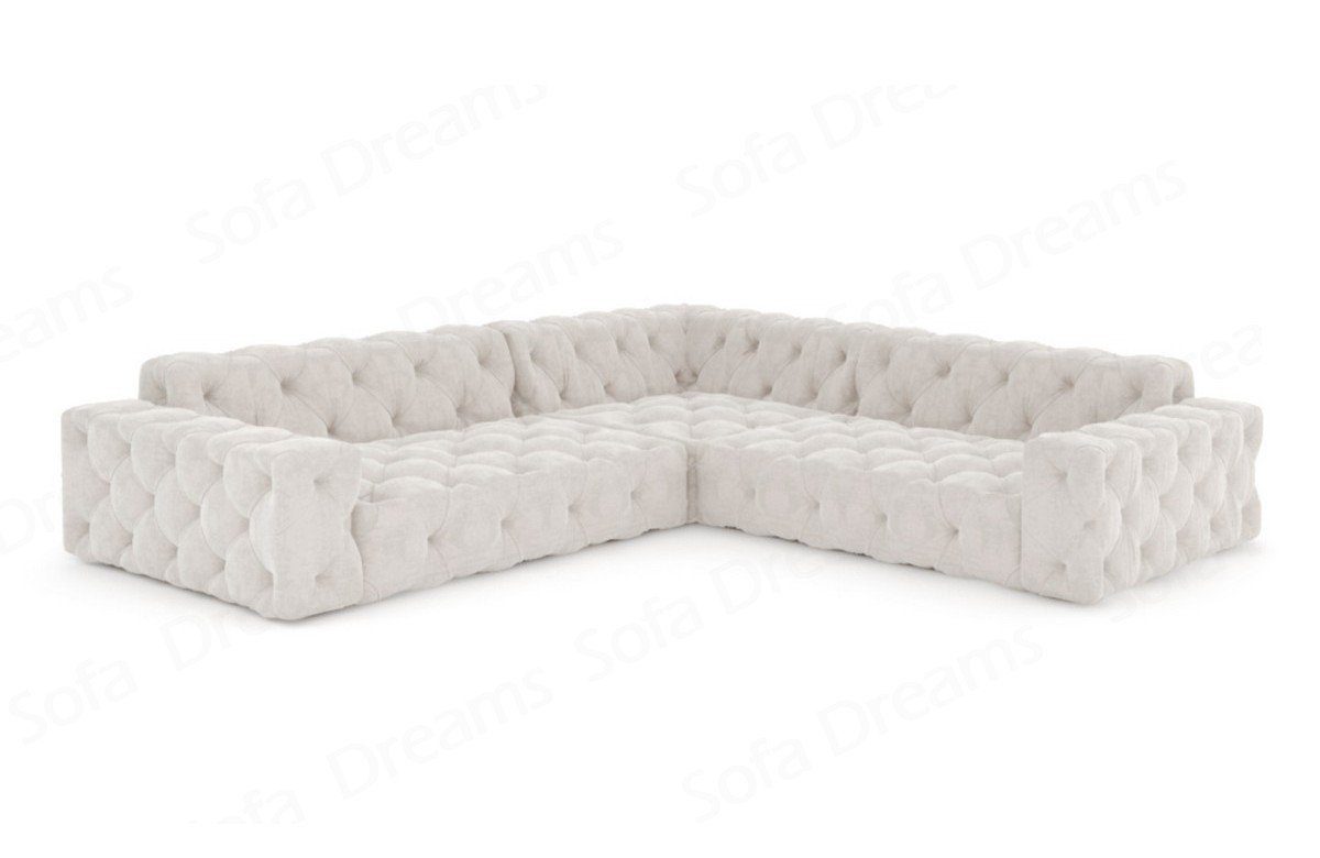 Sofa Dreams Ecksofa Sofa Stoff Eckcouch Loungesofa beige02 L Polsterecksofa Stoffsofa, Form Menorca Samtsofa