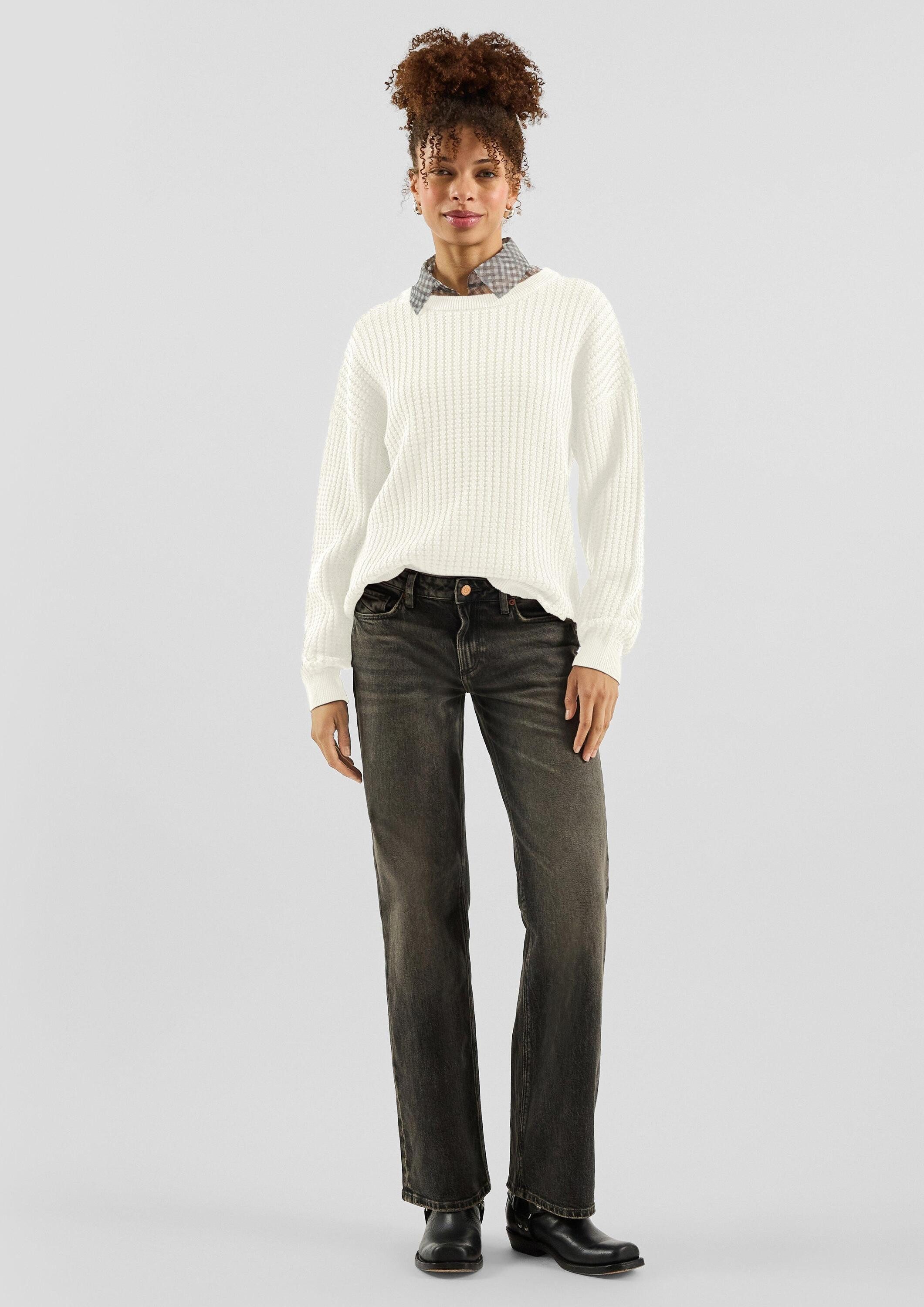 QS Longpullover Strickpullover Strukturierter Pullover