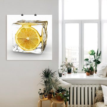 Artland Wandbild Zitrone im Eiswürfel, Lebensmittel (1 St), als Leinwandbild, Poster, Wandaufkleber in verschied. Größen