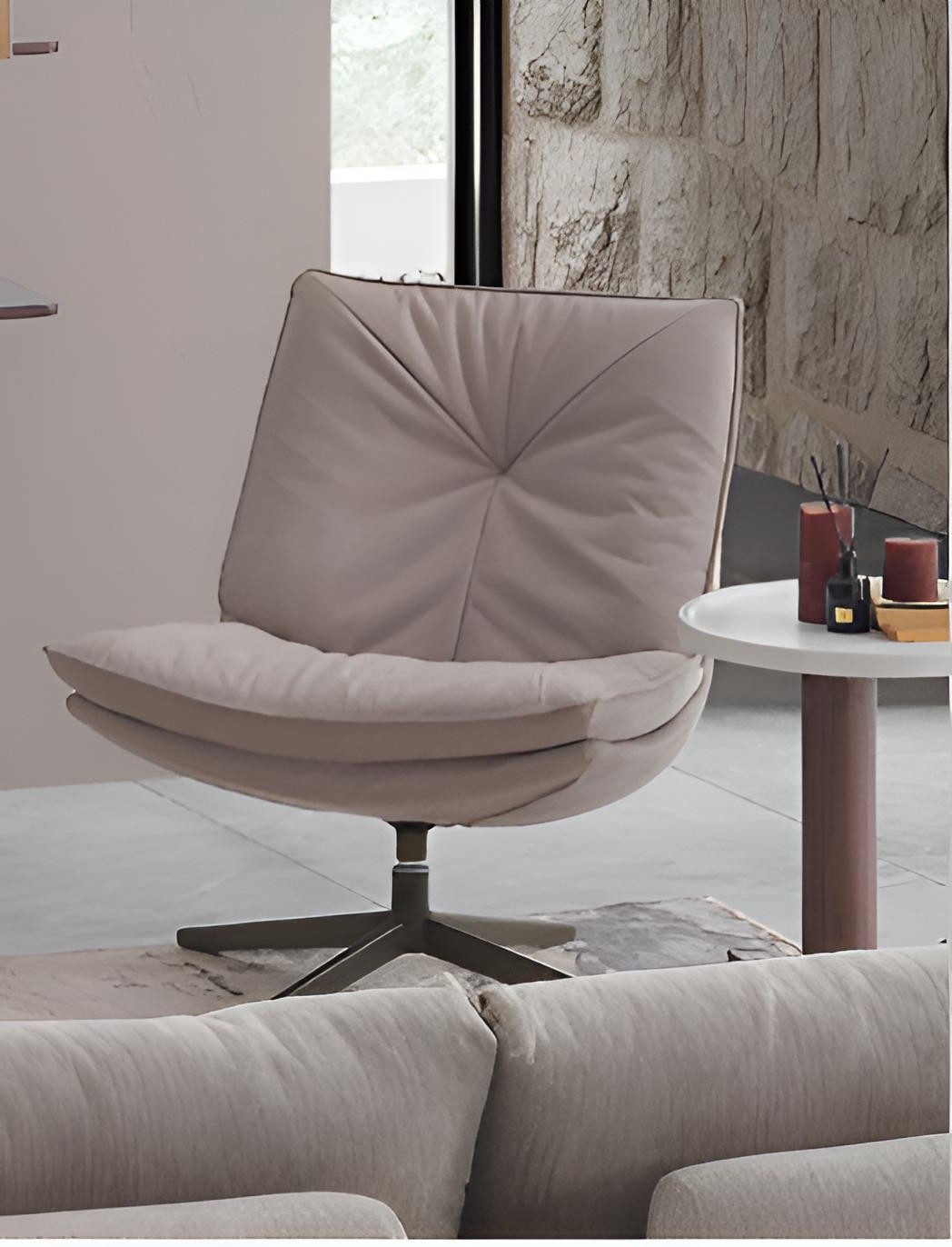 Xlmoebel Wohnlandschaft Sessel und Beistelltisch im Japandi Stil aus Holz in Braun, 2 Teile, Made in Europa