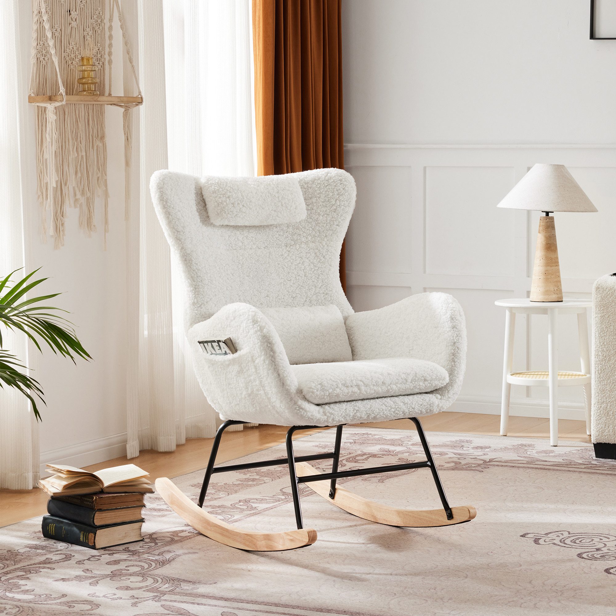 HAUSS SPOLE Schaukelstuhl mit Kopfstütze und Lendenkissen für Schlafzimmer günstig online kaufen