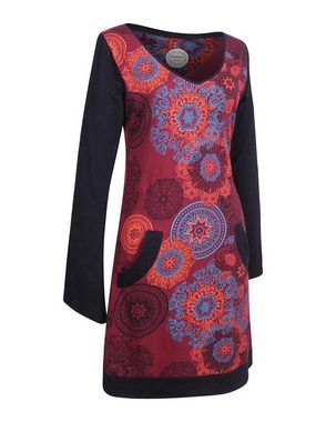 Vishes Jerseykleid Langarm Lagen-Look Kleid Mandalas V-Ausschnitt Long Shirt, Hippie-Kleid