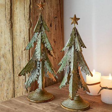 Mirabeau Weihnachtsfigur Deko-Baum 2er Set Cour antikgrün