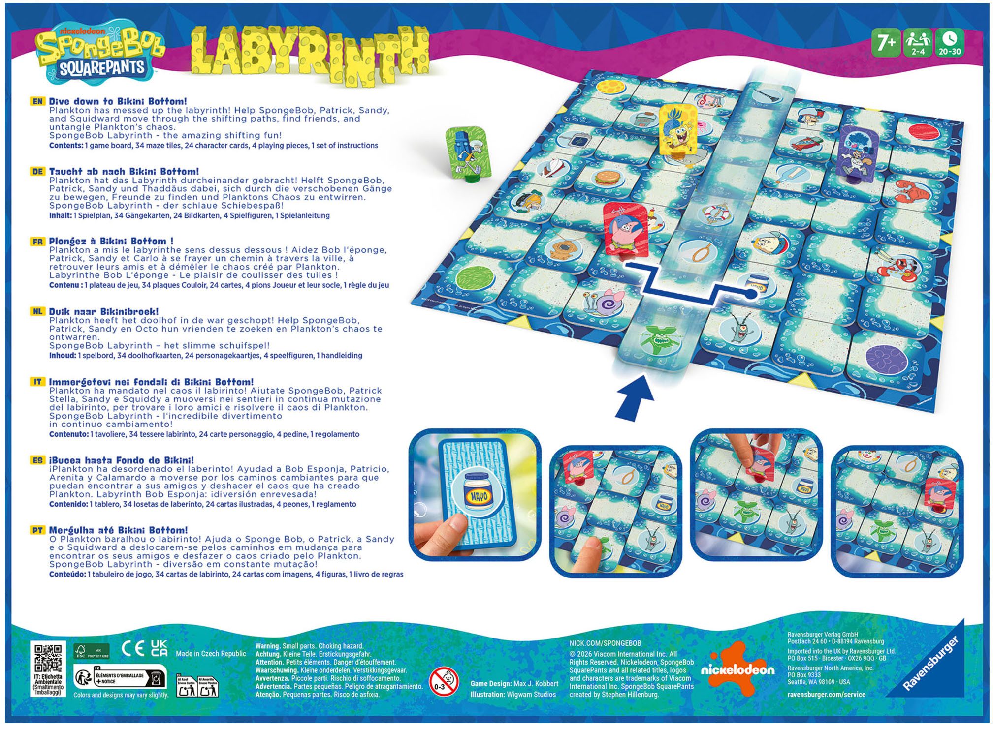 Ravensburger Spiel SpongeBob Labyrinth, Gesellschaftsspiel & Brettspiel, Made in Europe