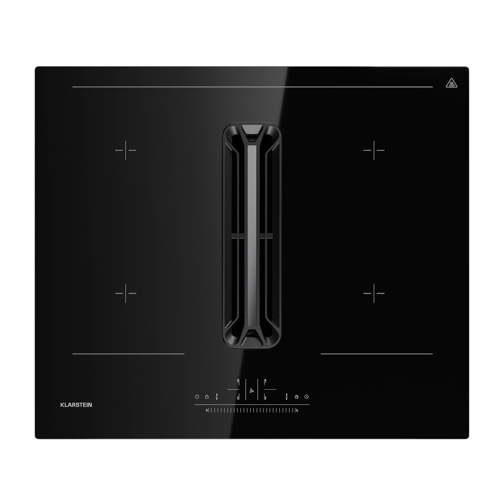 Klarstein Induktions-Kochfeld AirJet 60 Down Air Induktion+Abzugshaube 10000W 600 m³/h Boost, Kochfeld mit Dunstabzug 4 Zonen Touch Timer mit Booster autark