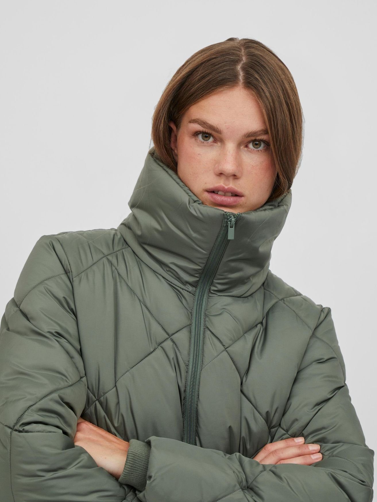 Vila Winterjacke Langes Design Puffer Stepp Wintermantel ohne Kapuze VIADAYA VIADAYA NEW QUILT JACKET/SU - NOOS