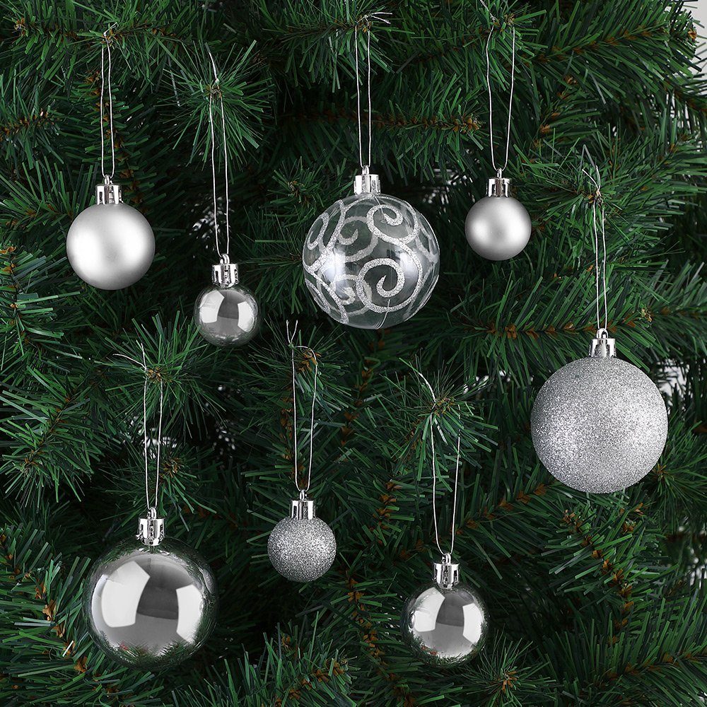St), glitzer glänzend Deuba Weihnachtsbaumkugel Weihnachtsdeko Set Weihnachtskugeln 102er Silber (102 matt