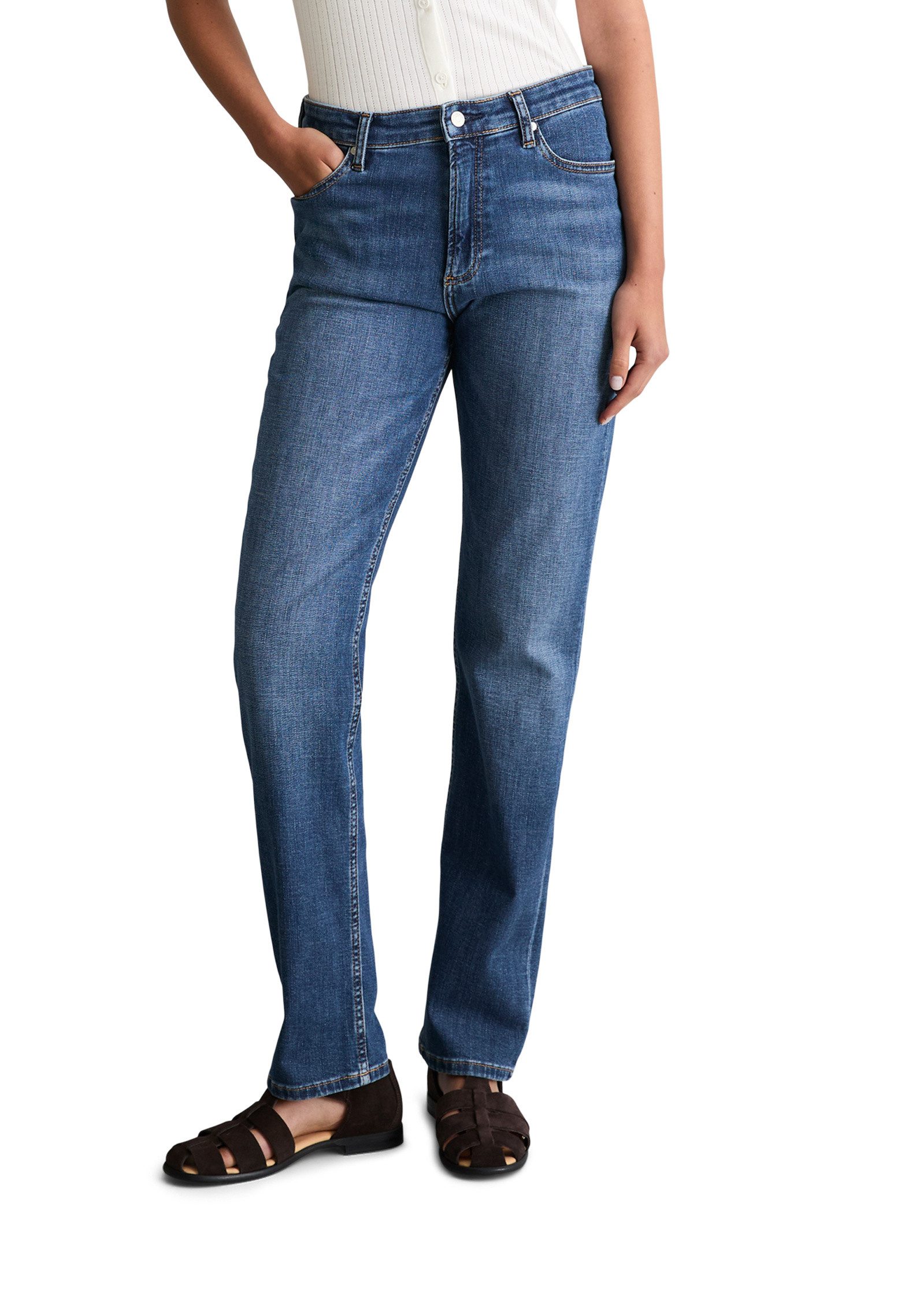 Regular-fit-Jeans aus hochwertigem Baumwoll-Stretch