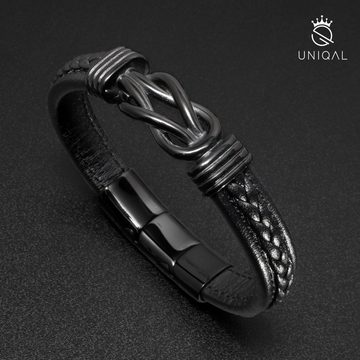 UNIQAL.de Lederarmband Unendlichkeit Leder Armband "INFINITY" Herren (Unendlichkeitssymbol, Echtleder, Casual Style, Handgefertigt), Designed in Germany