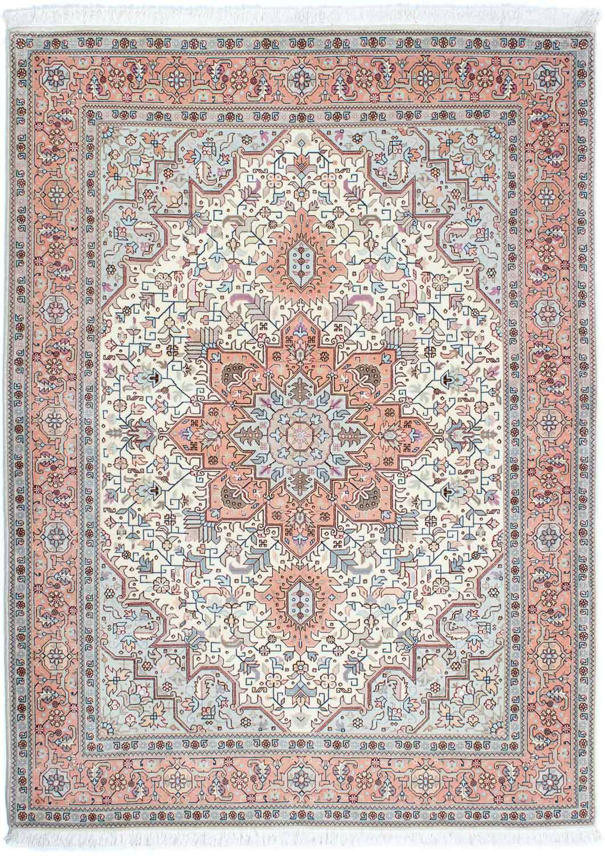 Orientteppich Perser - Täbriz - 202 cm mm, - rechteckig, Höhe: Royal x 7 beige, Zertifikat Handgeknüpft, Einzelstück morgenland, Wohnzimmer, mit - 150