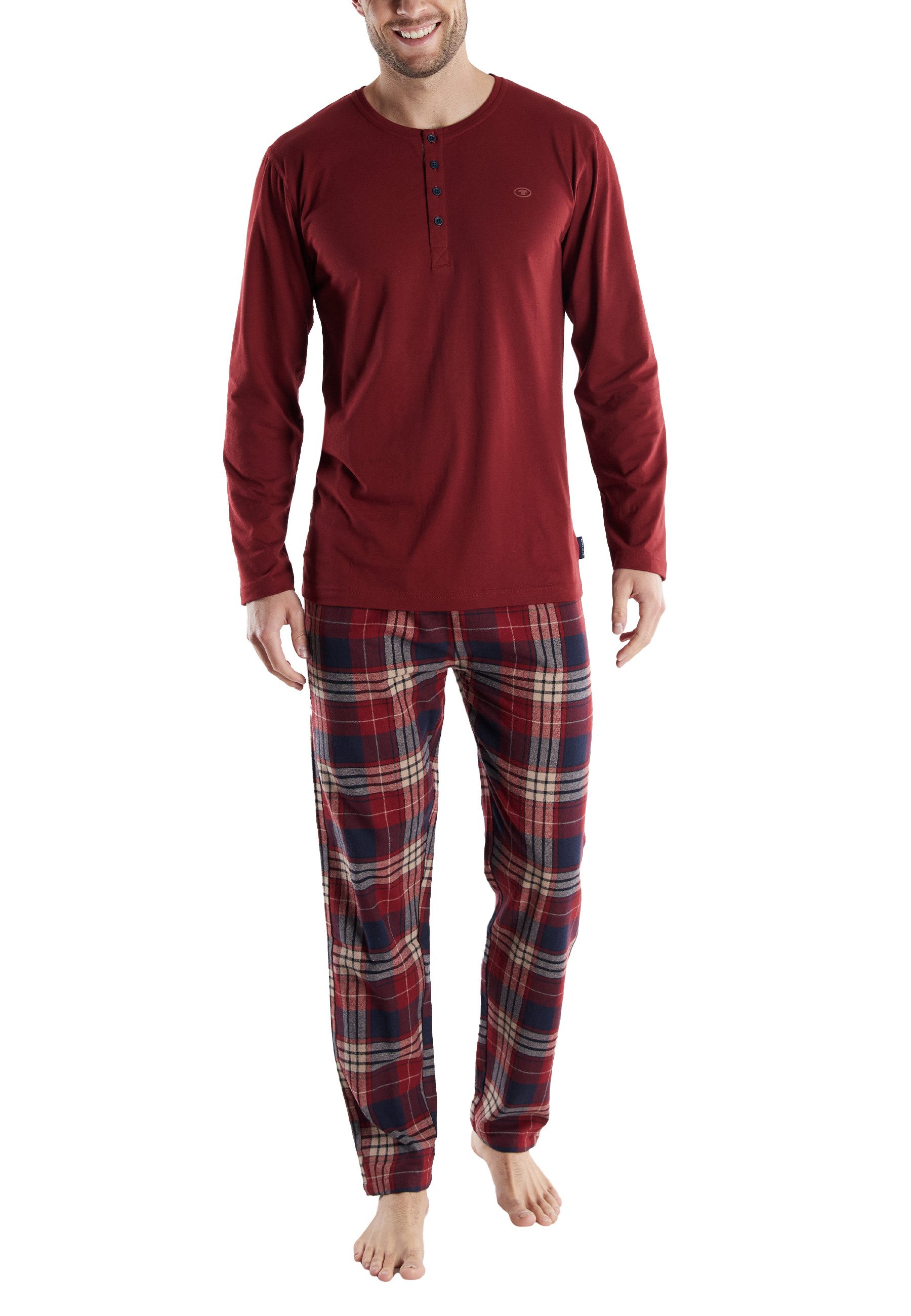 TOM TAILOR Pyjama TOM TAILOR Herren Pyjama rot kariert (1 tlg) günstig online kaufen