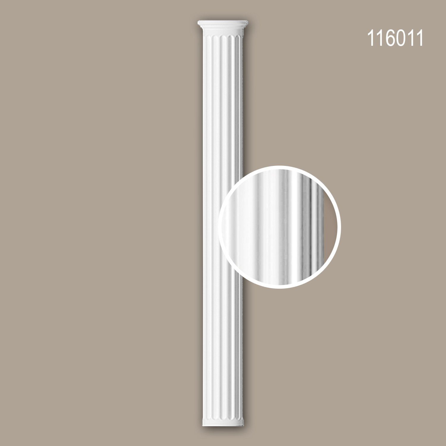 Profhome Wanddekoobjekt 116011 (Halbsäulen Schaft, 1 St., Säule, Zierelement, Stucksäule, Dekosäule), weiß, vorgrundiert, Stil: Neo-Klassizismus
