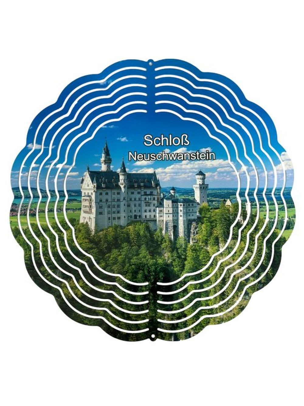 Ladreas Windspiel Edelstahl 3D Windspiel Windspinner 20cm Schloß Neuschwanstein reflekti