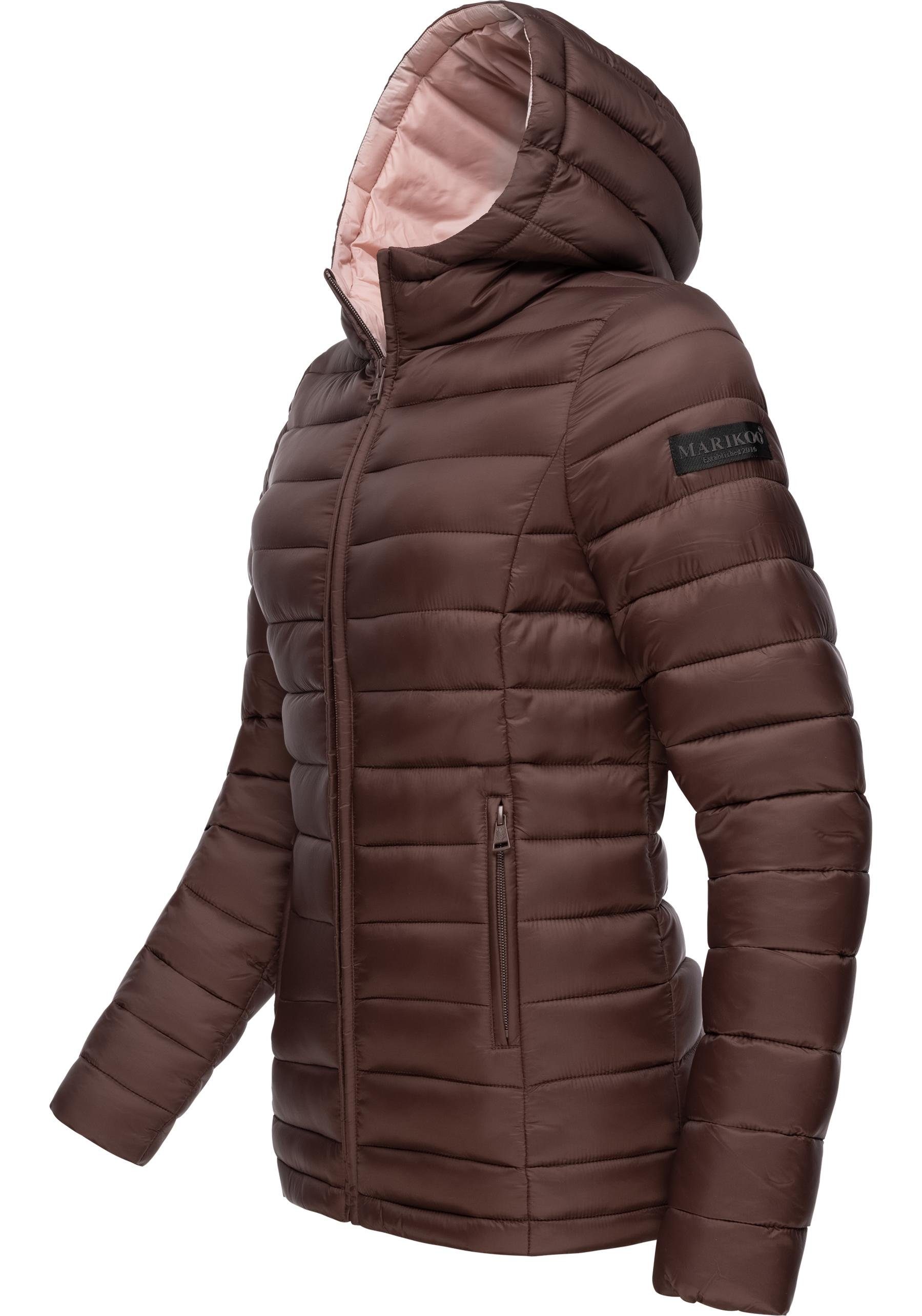 Marikoo Steppjacke Luci Damen mit braun modische großer Kapuze Übergangsjacke