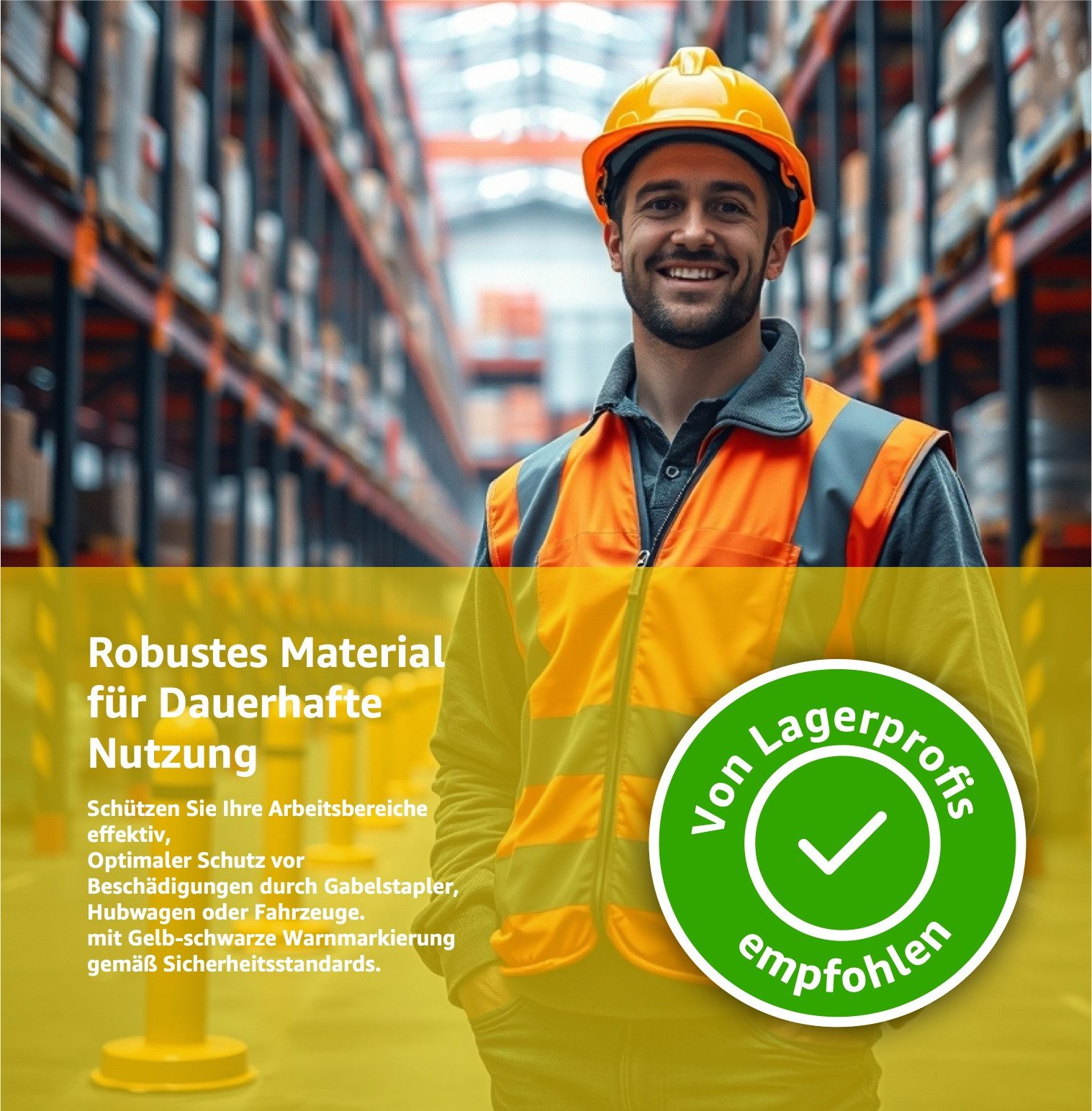 TK Gruppe Schutzpolster Rahmenschutz Anfahrschutz für Regale Hartplastik Eckschutz Lagerschutz (Stück, 1 St., 1x Rahmenschutz), leichte und schnelle Installation / optimale Sichtbarkeit