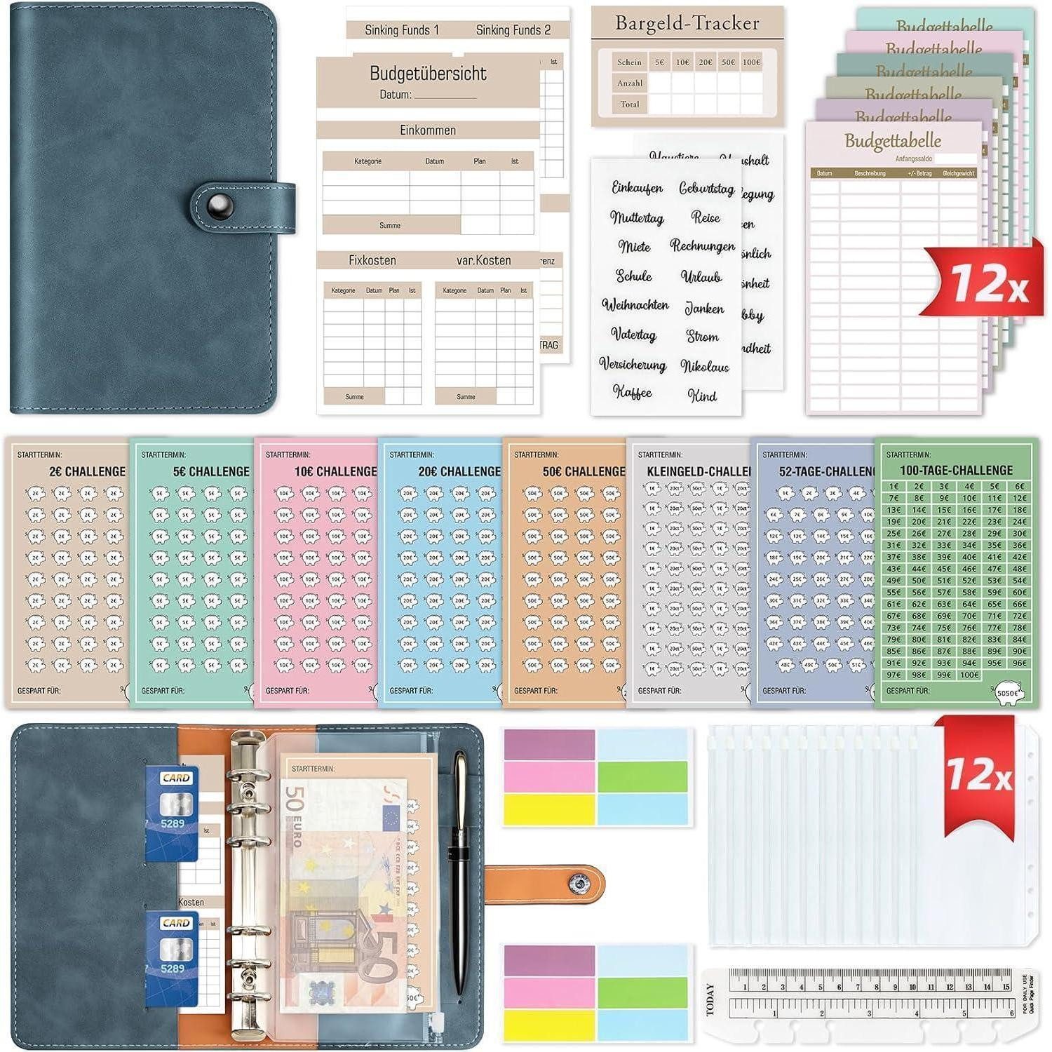 LuxusKollektion Notizbuch Budget Planner Deutsch Startset mit 8 Sparchallenges A6 Finanzplaner