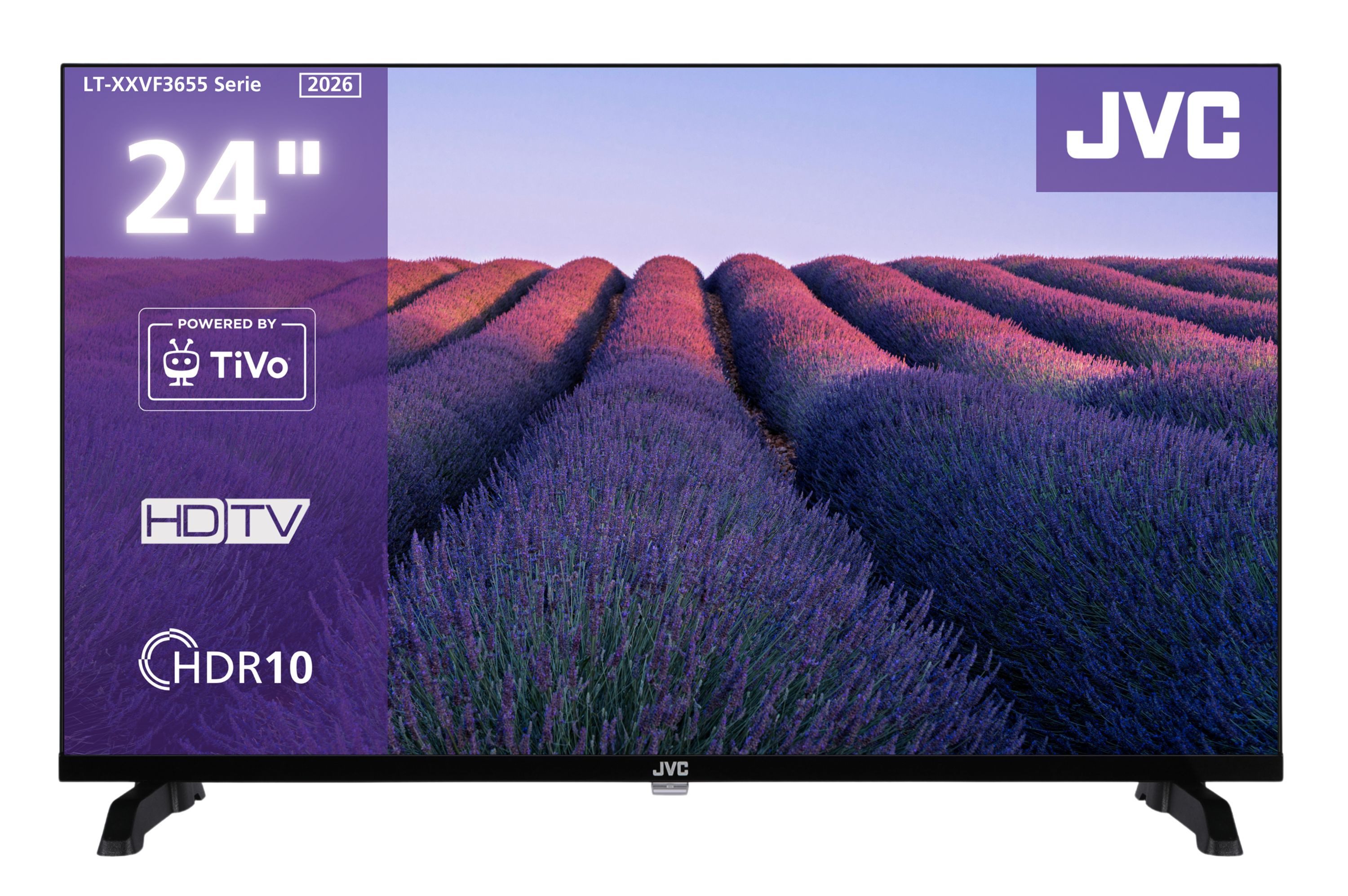 JVC LT-24VH3655 LCD-LED Fernseher (60 cm/24 Zoll, HD-ready, Smart TV powered by TiVo, Smart TV by TiVo, HDR10, Dolby Audio, Triple-Tuner)