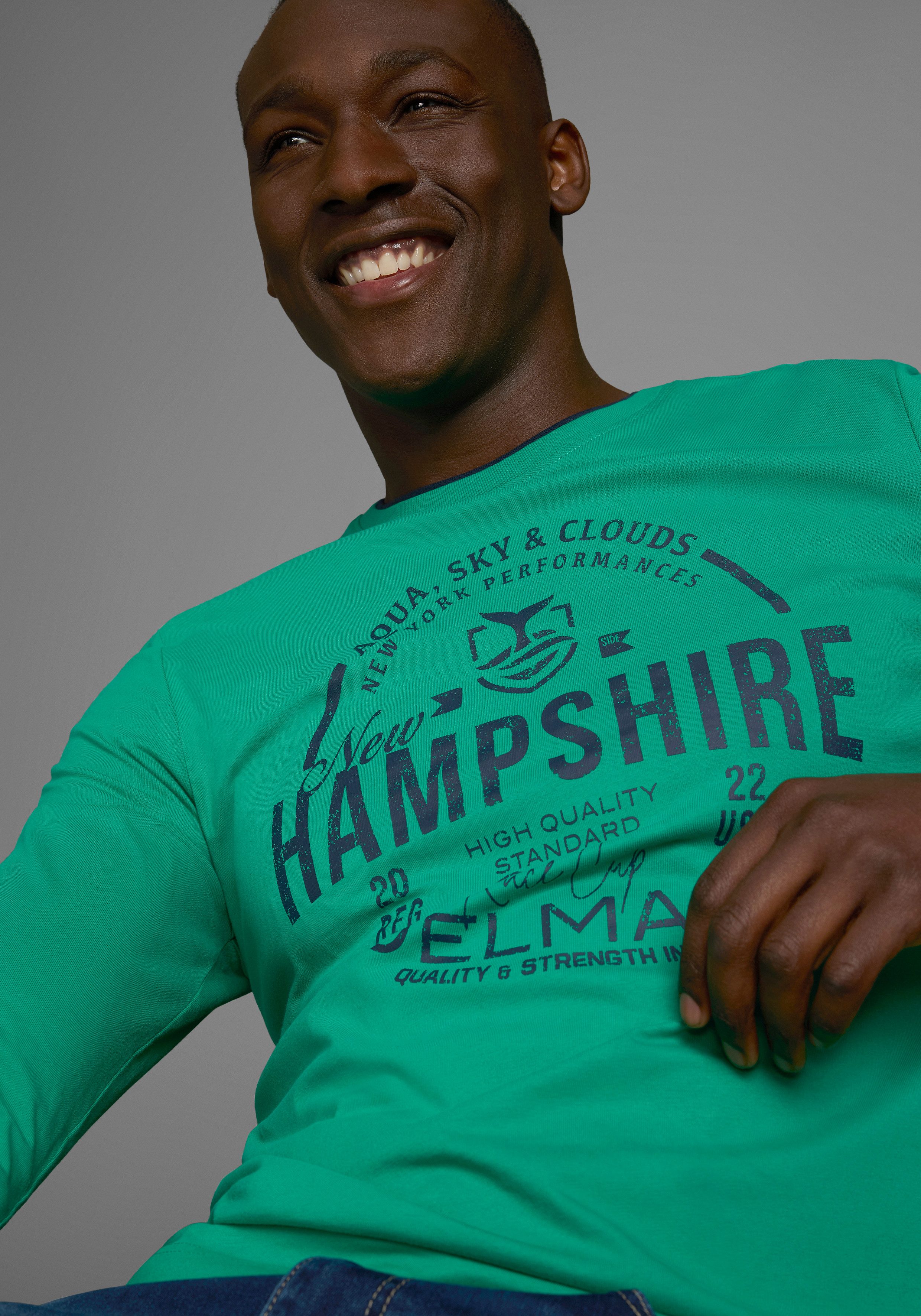 DELMAO Langarmshirt mit modernem Print - NEUE KOLLEKTION günstig online kaufen