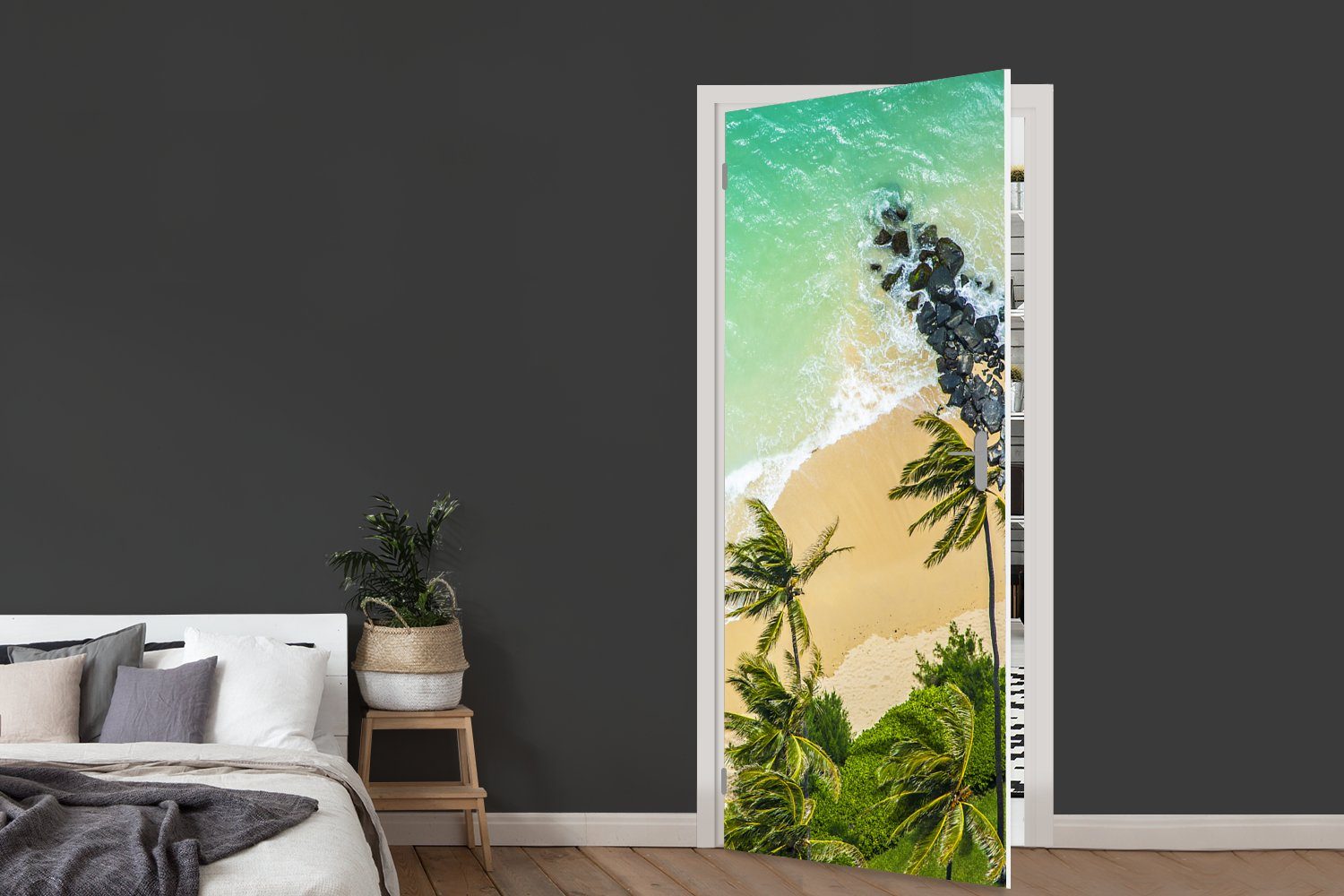Tür, Fototapete (1 St), 75x205 auf cm Strand bedruckt, Maui Türaufkleber, Matt, Türtapete MuchoWow der aus Vogelperspektive, für