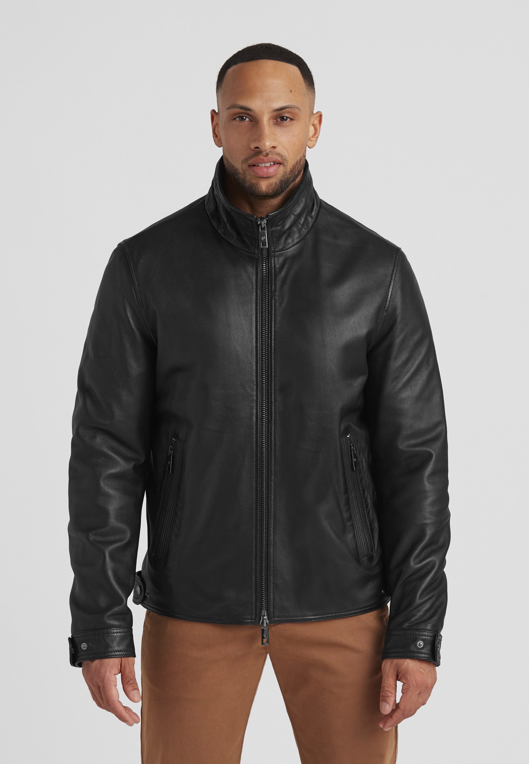 Lederjacke MSNagano Herren Bikerjacke Jacke Leder klassisch