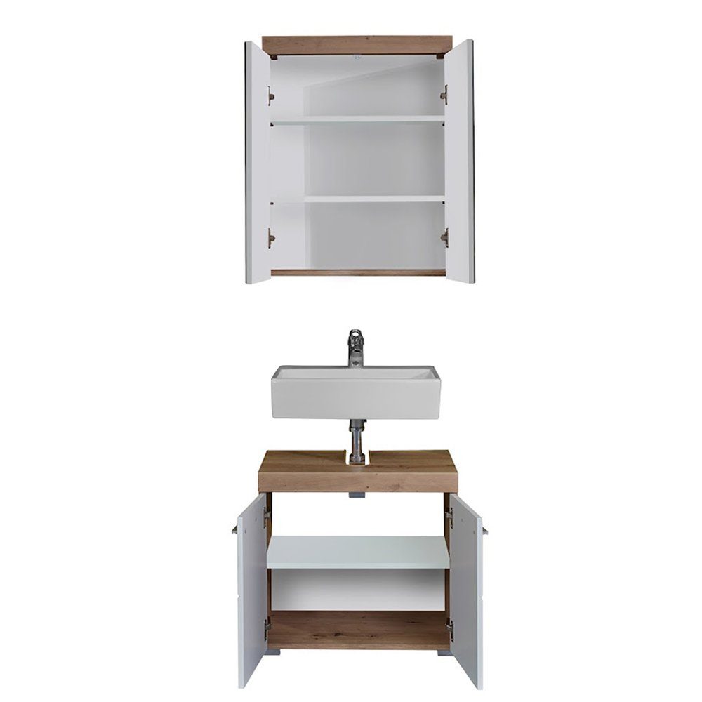 trendteam Badmöbel-Set, Badmöbel-Set Spiegelschrank Waschbeckenunterschrank günstig online kaufen