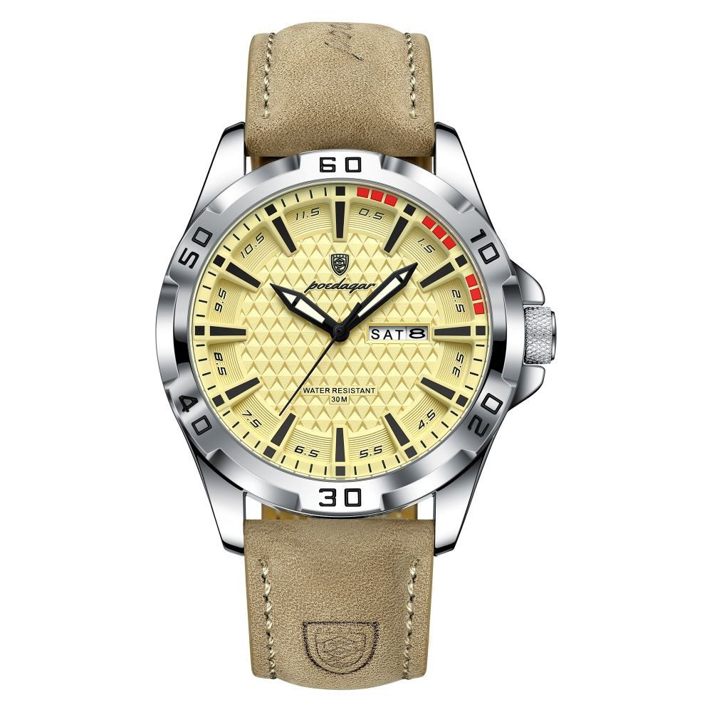 POEDAGAR Quarzuhr Poedagar 895 Herrenuhr – Stilvoll und sportlich, Lederarmband 6 Farben