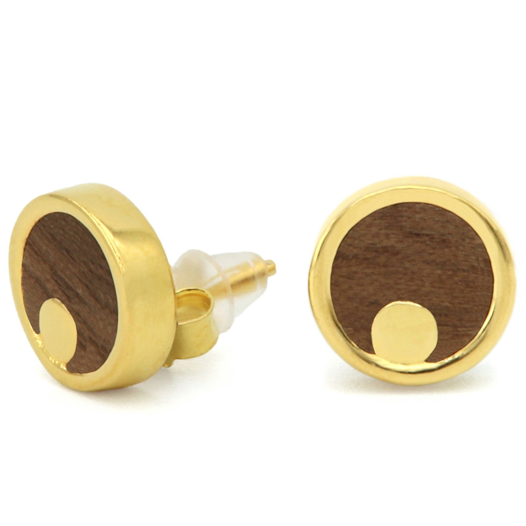 Valentinstagsgeschenk NaturSchatulle Paar Ohrstecker Moonshine (Ohrringe, Halskette & Set, Holzschmuck), Made in Germany Nachhaltiges Naturprodukt Han