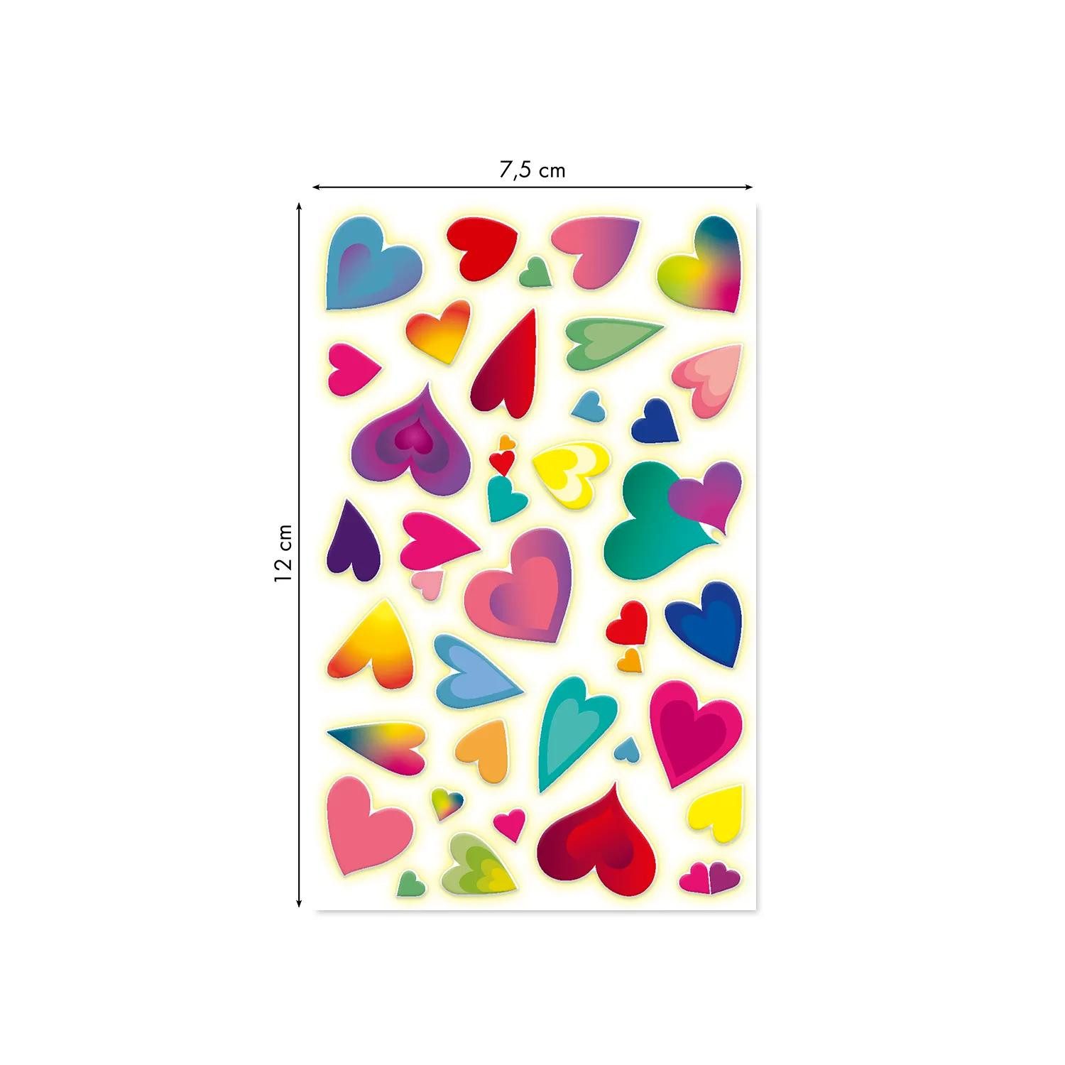 maildor Sticker 10x Cooky Phospho, 1 Stickerbogen 7,5x12cm, Herzen - Mehrfarbig CY162C, My Mandarine