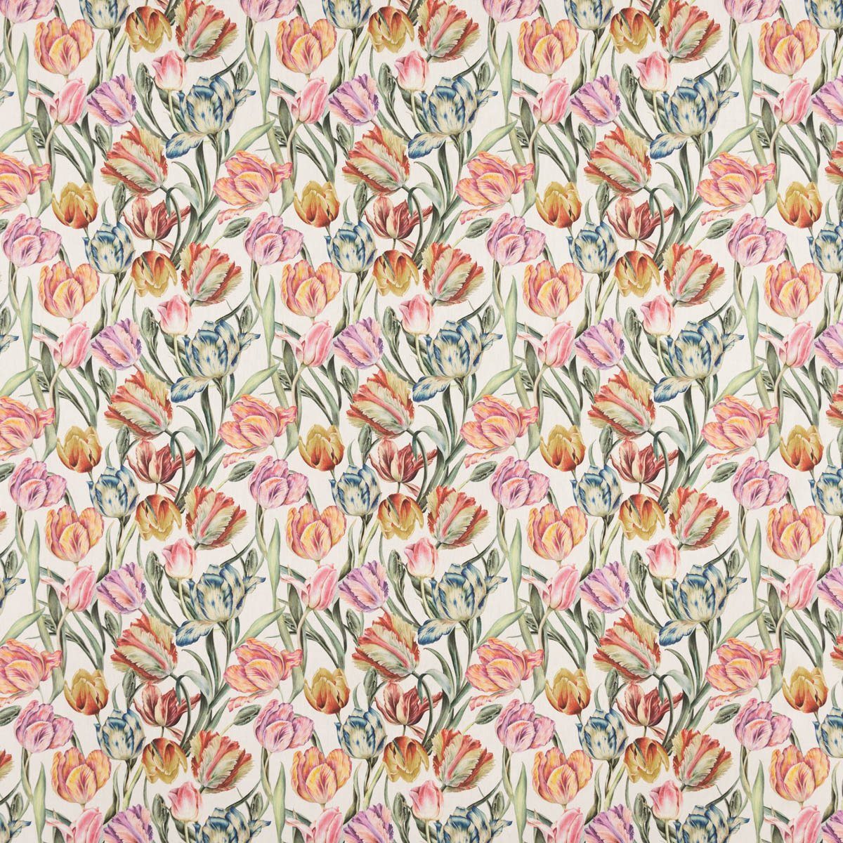 Thumbnail - SCHÖNER LEBEN. Stoff Dekostoff Baumwollstoff Halbpanama Drika Tulpen ecru bunt 1,40m Breite, Digitaldruck