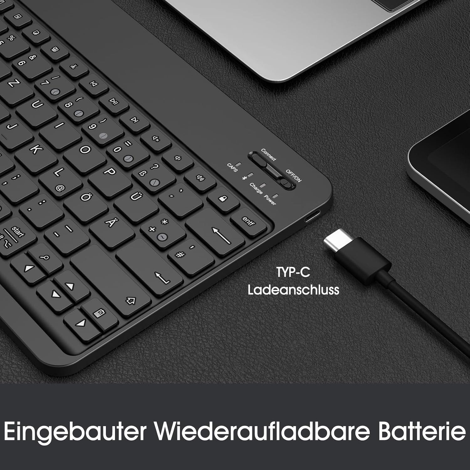 Fintie Ultradünn Bluetooth Tastatur, deutsche Layout QWERTZ Tablet-Tastatur (für iPad Air/Pro/Mini/iPad 10.9/10.2/9.7/iPhone/Samsung/Android) – Bild 3 von 5
