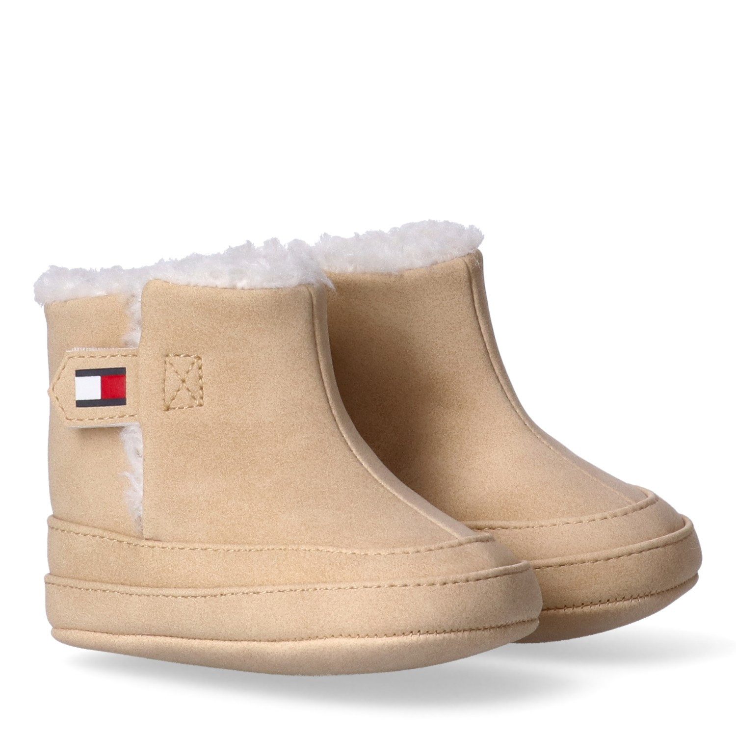 Tommy Hilfiger Lauflernschuh Babystiefel, Krabbelschuh für die Kleinsten, Fellimitat am Schaftrand