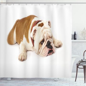 Abakuhaus Duschvorhang Moderner Digitaldruck mit 12 Haken auf Stoff Wasser Resistent Breite 175 cm, Höhe 180 cm, Englische Bulldogge Sad Tier