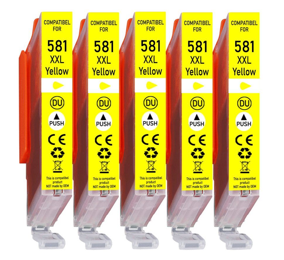 Druckerparadies 5er Sparpack Gelb für Canon 581 XXL Druckerpatronen Tintenpatrone (5-tlg., TS6150 TS6151 TS6240 TS6241 TS6250 TS6251 TS6350 TS6351 TS705)