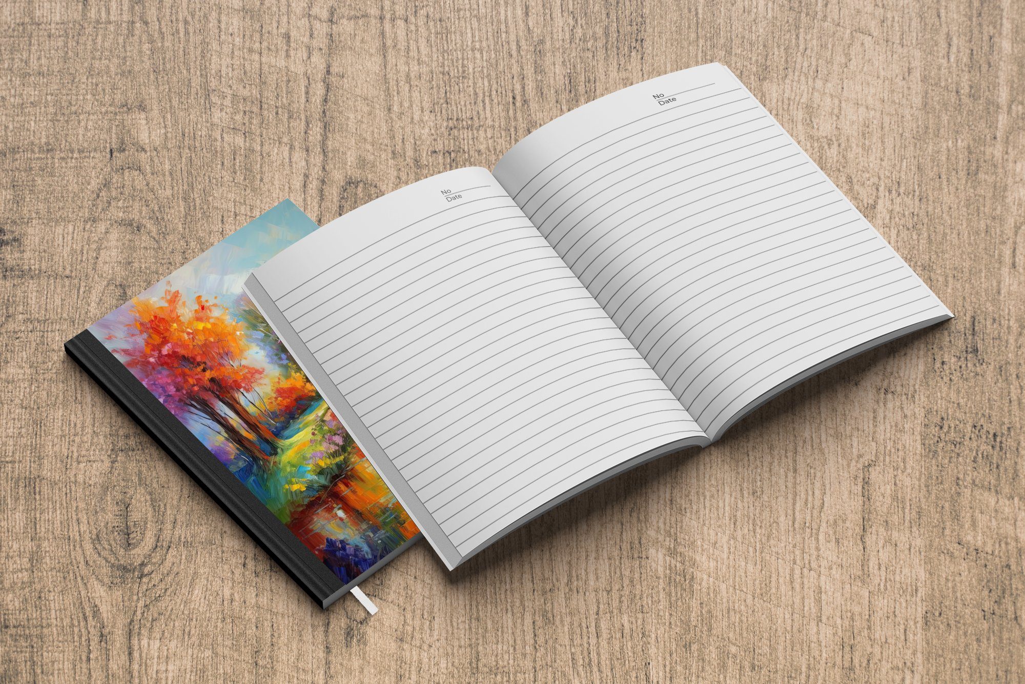 MuchoWow Notizbuch Tagebuch, Landschaft Notizheft, Journal, - Farbenfroh A5, 98 Seiten, - Merkzettel, Ölgemälde Kunst, Haushaltsbuch -