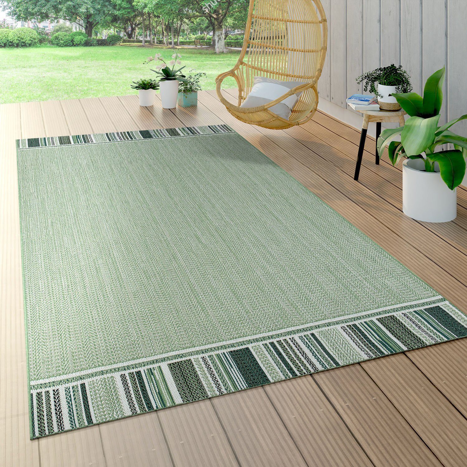 4 rechteckig, 536, mm, und geeignet Teppich Outdoor mit Ostende Paco und meliert Bordüre, In- Home, Höhe: Flachgewebe,