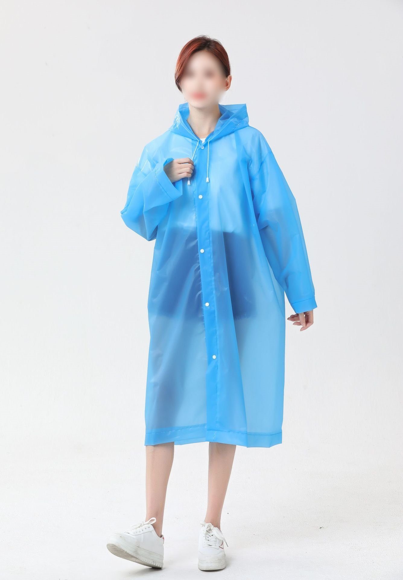 YOOdy~ Regenponcho Regenjacke Komfortabel Atmungsaktiv Regenkleidung Ideal im Regen (1-St) Regen Poncho Cape Wandern Radfahren, EVA Wiederverwendbar Atmungsaktiv Saphirblau