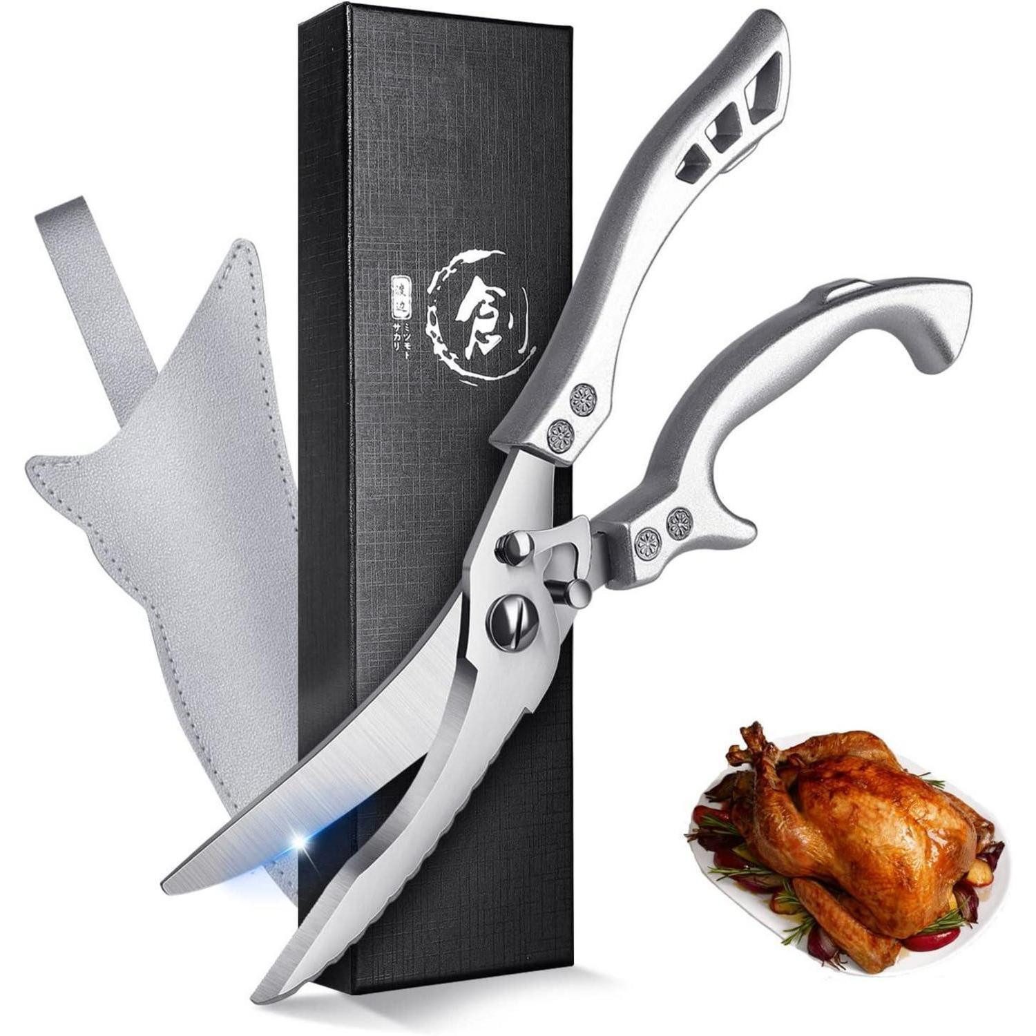 LuxusKollektion Geflügelschere Geflügelschere Profi Küchenschere Edelstahl mit Holster & Geschenkbox