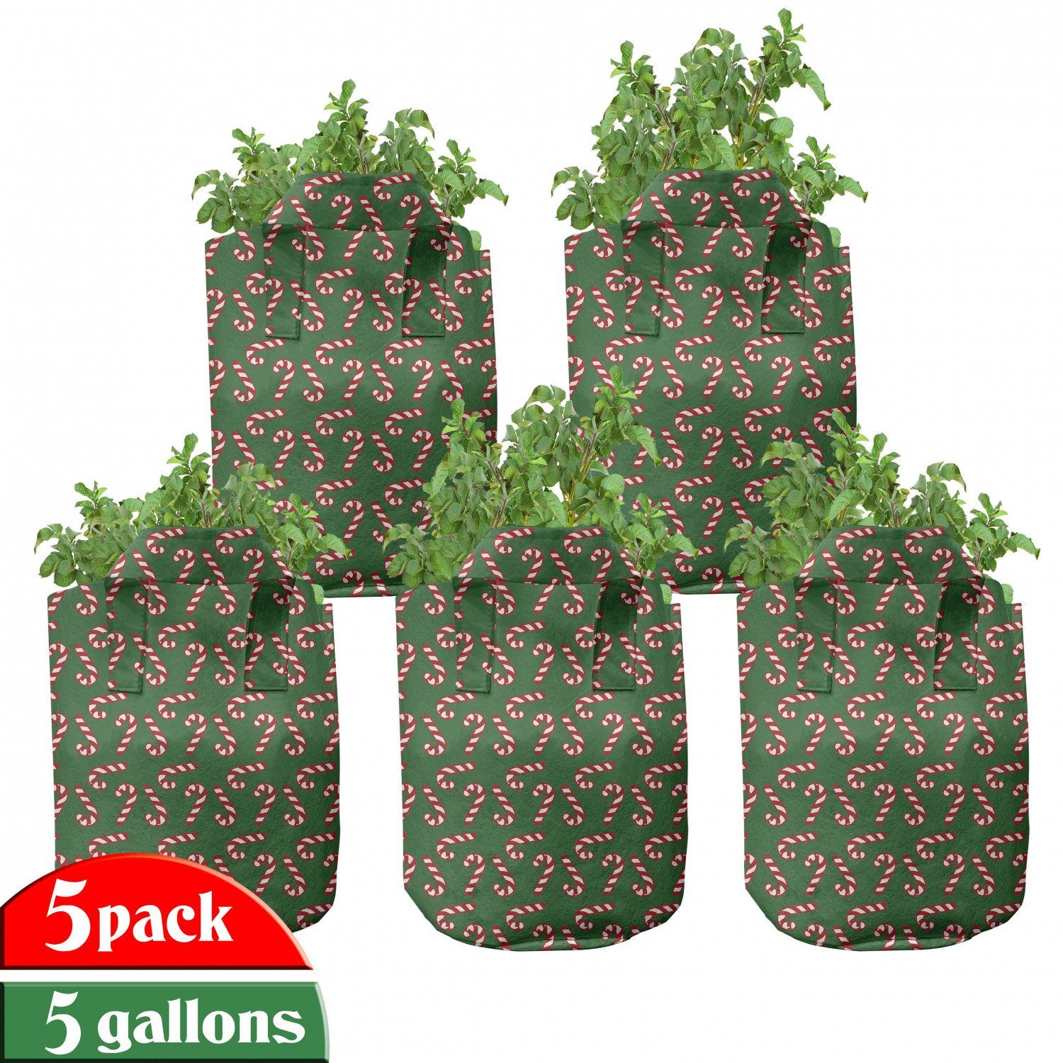 Abakuhaus Weihnachten Stofftöpfe hochleistungsfähig Pflanzkübel mit Zuckerstangen Pflanzen, Griffen für