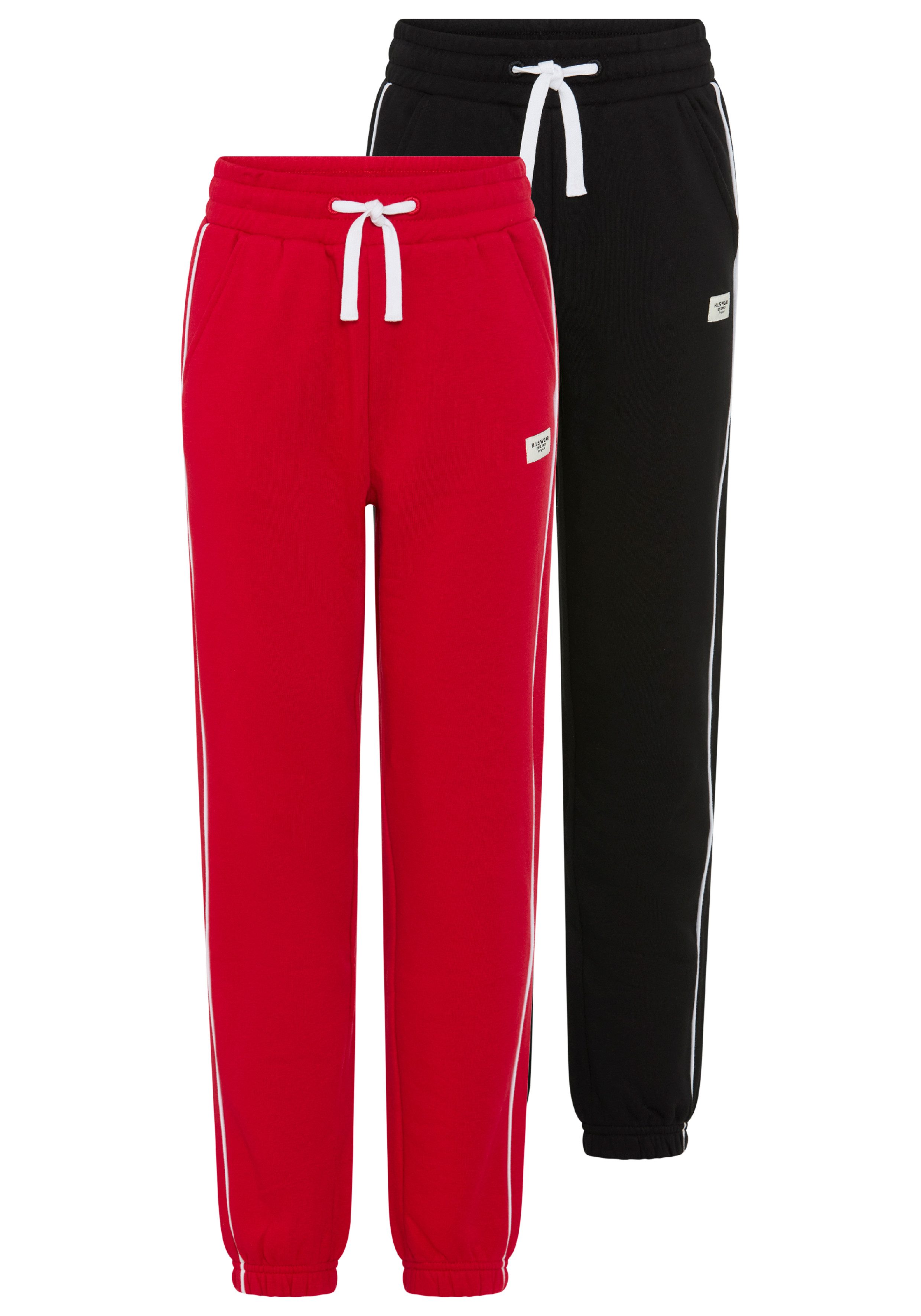 H.I.S Sweathose 2er Packung H.I.S Sweathosen mit Piping an der Seite (Packung, 2) 2 Jogginghosen in gerader Passform, mit Gummizug am Beinabschluss