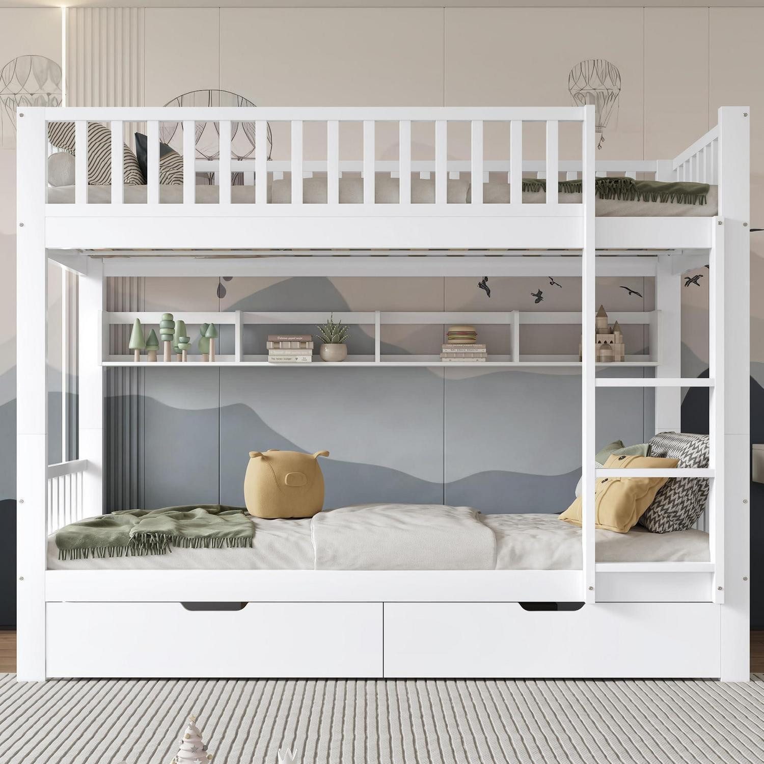 LuxusKollektion Etagenbett Etagenbett 90x200 cm für 2 Kinder (1-St)