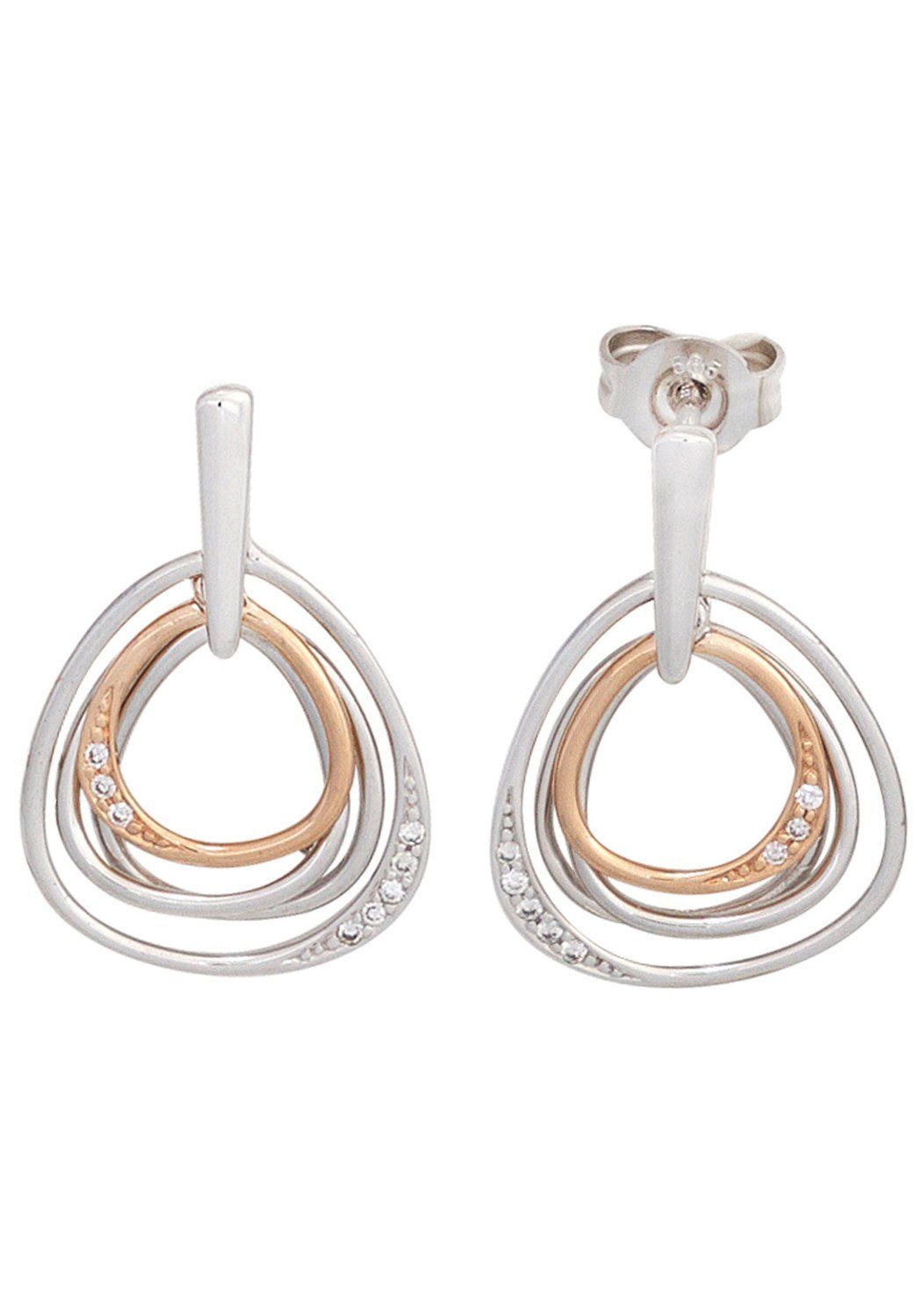 JOBO Paar Ohrhänger, 585 Gold bicolor m...