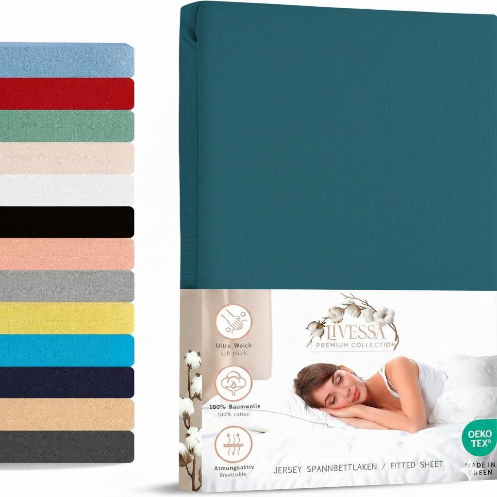 livessa Spannbettlaken Jersey Spannbettlaken 100% Baumwolle – Atmungsaktiv günstig online kaufen