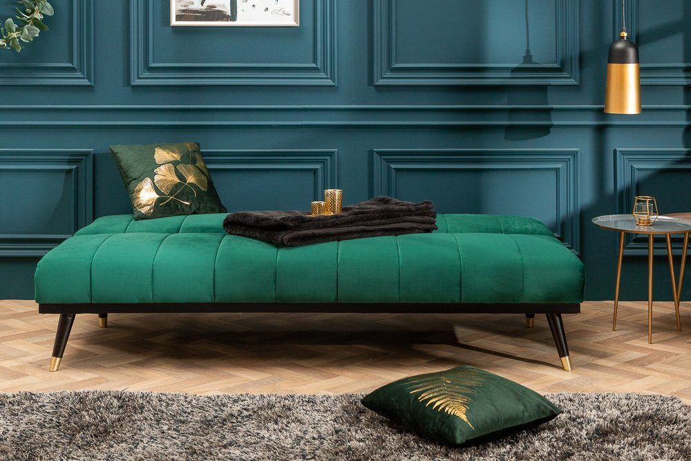 riess-ambiente 3-Sitzer PETIT BEAUTÉ 180cm Wohnzimmer schwarz, Bettfunktion · / 1 · mit Samt Design Retro Teile, · · smaragdgrün Einzelartikel Schlafcouch